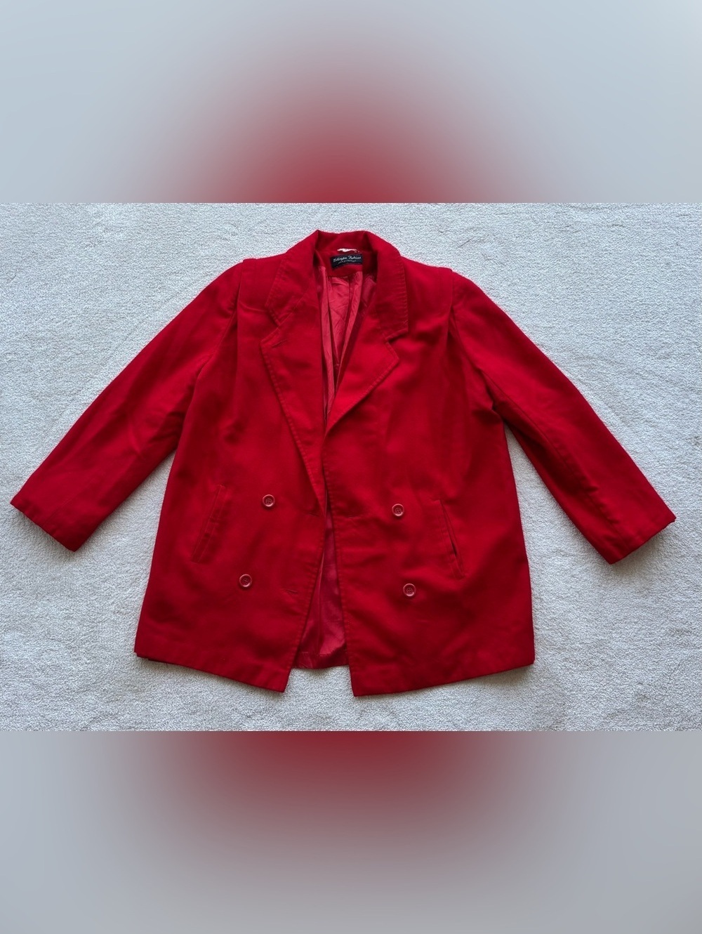 Women’s 100% Wool Red Double-Breasted Coat